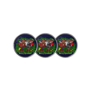 Kitty and Puppy , Happy XMas Golf Ball Marker