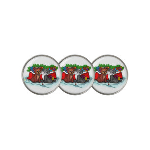 Kitty and Puppy , Happy XMas Golf Ball Marker