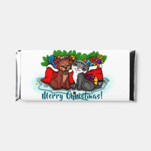 Kitty and Puppy , Happy XMas Hershey Bar Favors