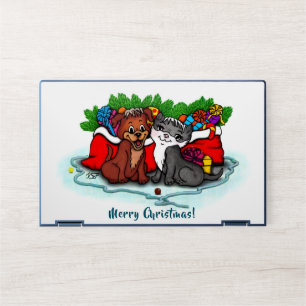 Kitty and Puppy , Happy XMas HP Laptop Skin