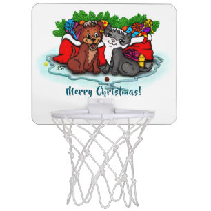 Kitty and Puppy , Happy XMas Mini Basketball Hoop