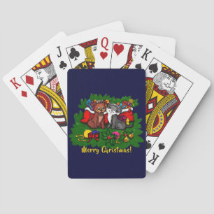 Kitty and Puppy , Happy XMas Poker Cards