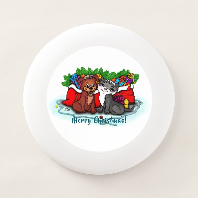 Kitty and Puppy , Happy XMas Wham-O Frisbee (Front)