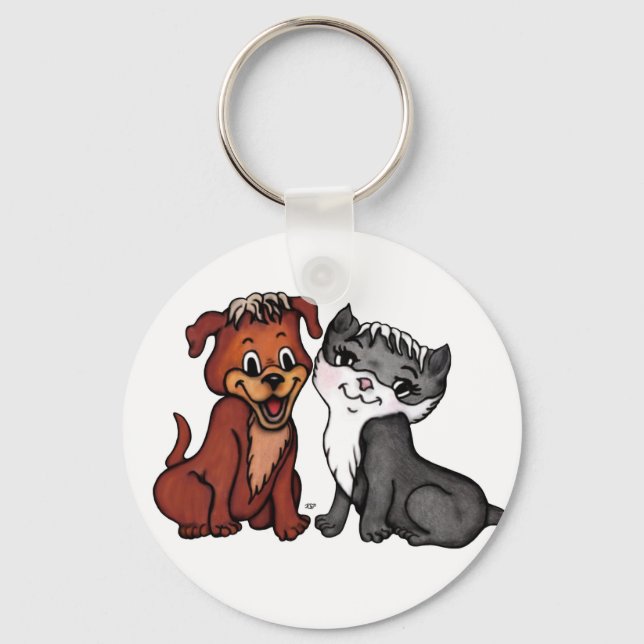 Kitty and Puppy Keychain (Front)
