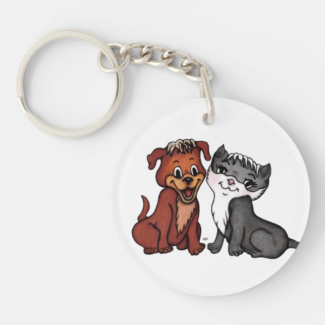 Kitty and Puppy Keychain (Front)