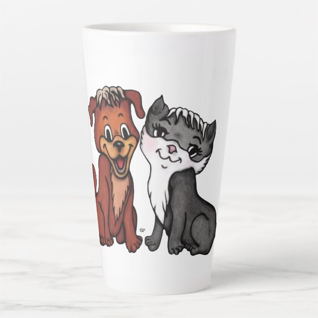 Kitty and Puppy Latte Mug (Front)