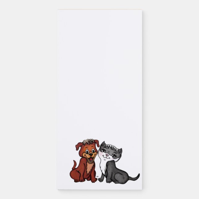 Kitty and Puppy Magnetic Notepad (Front)