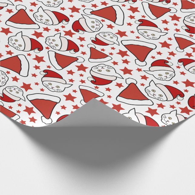 Kitty and Santa hats Christmas pattern Wrapping Paper (Corner)
