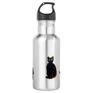 Kitty Art Cute Black Cats Stainless Steel Water Bottle