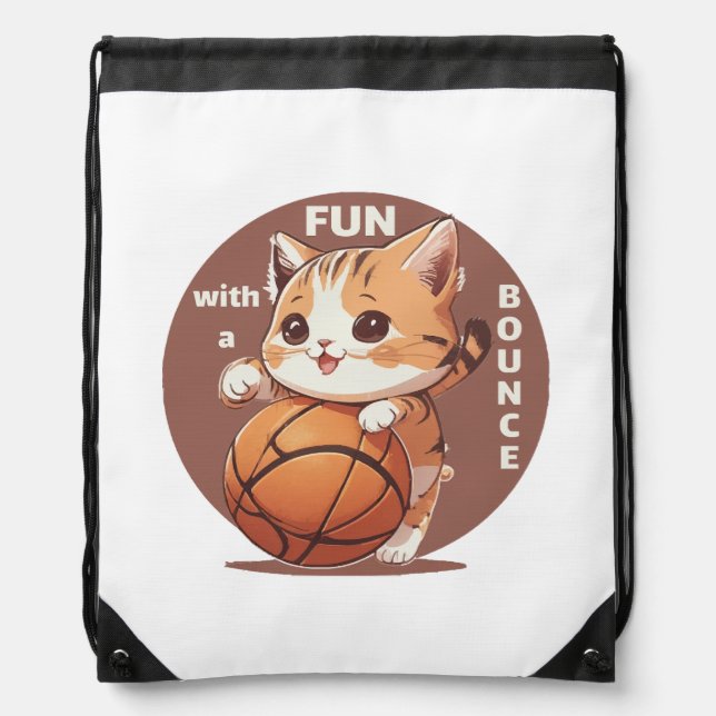kitty basketball drawstring bag (Front)