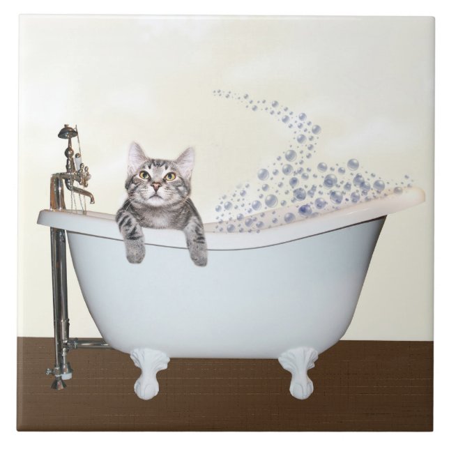 Kitty bath time tile (Front)