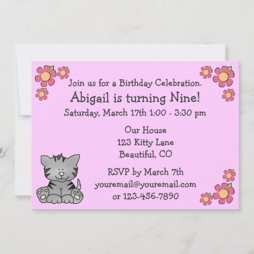 Kitty Birthday Invitation for Girls