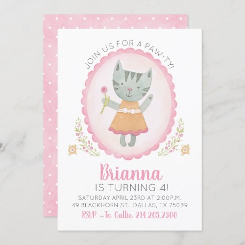 Kitty Birthday Party Invitation