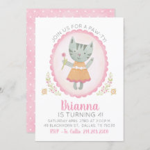 Kitty Birthday Party Invitation