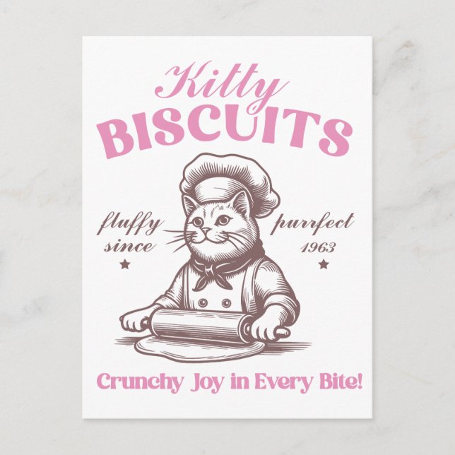 Kitty Biscuits Adorable Cat Baker Making Biscuit Postcard (Front)