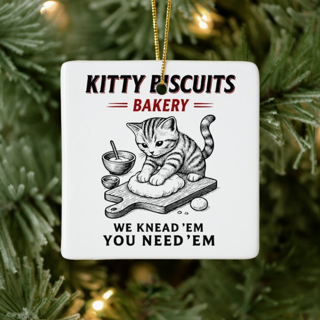 Kitty Biscuits Bakery Ceramic Ornament (Tree)