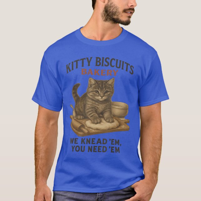 Kitty Biscuits Bakery Funny Cat baking for cat lov T-Shirt (Front)