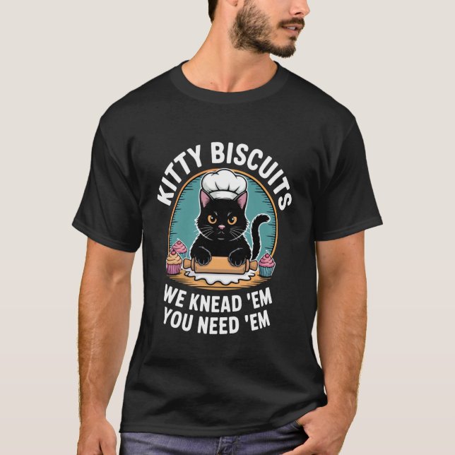 Kitty Biscuits Bakery Funny Cat Baking T-Shirt (Front)