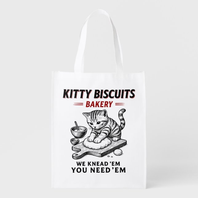 Kitty Biscuits Bakery Grocery Bag (Front)