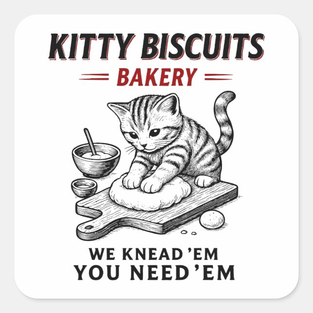 Kitty Biscuits Bakery Square Sticker (Front)