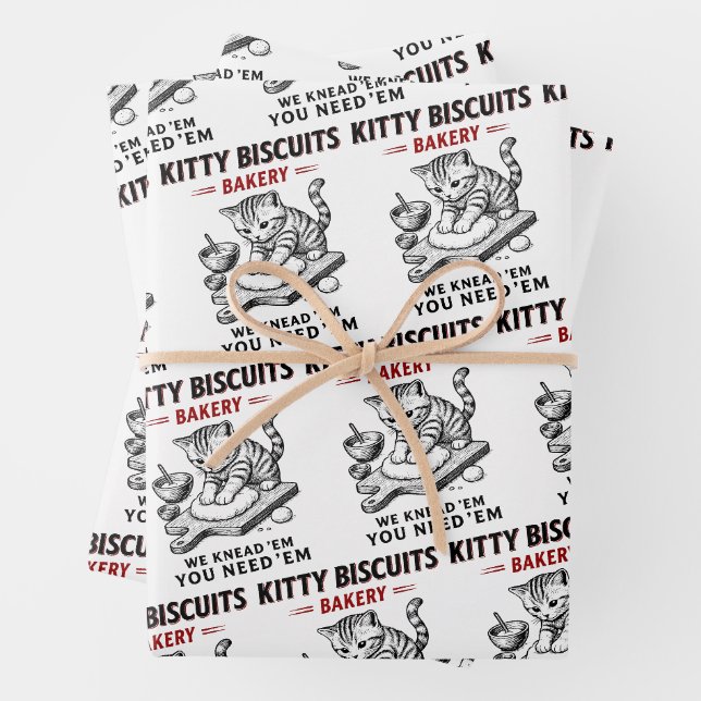 Kitty Biscuits Bakery Wrapping Paper Sheets (In situ)