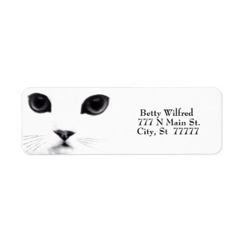 Kitty Black White Face Features Label by PattiJAdkins at Zazzle