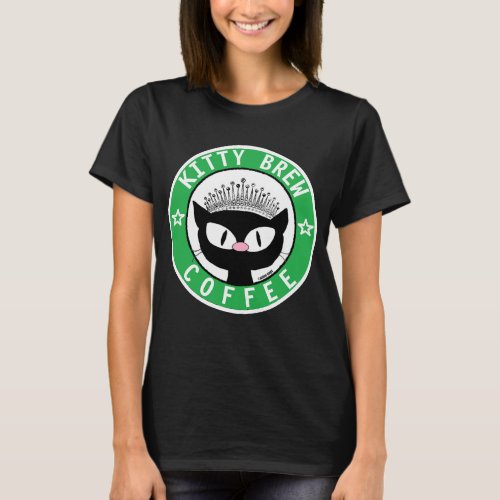 KITTY BREW COFFEE LOGO Black cartoon Cat T_Shirt