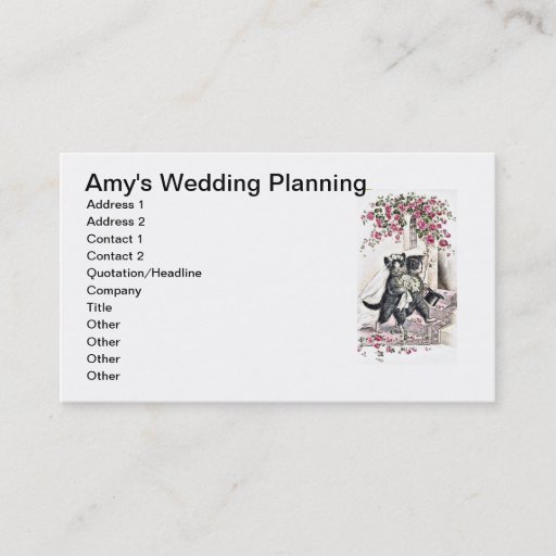 Customizable Kitty Bride and Groom Business Card Templates