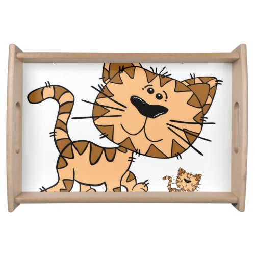 kitty brown white dinner serving tray