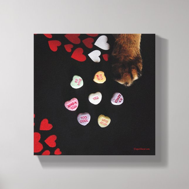 Kitty Candy Hearts 8"x8" Wrapped Canvas Print (Front)
