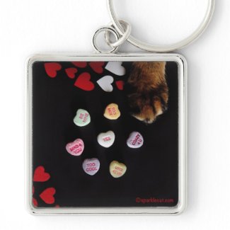 Kitty Candy Hearts Love Keychain