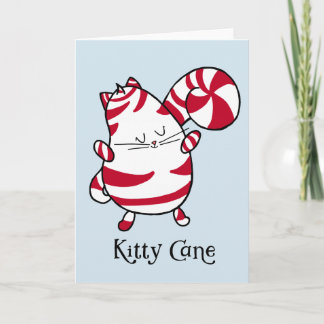 Kitty Cane Candy Cane Christmas Blank Inside Card