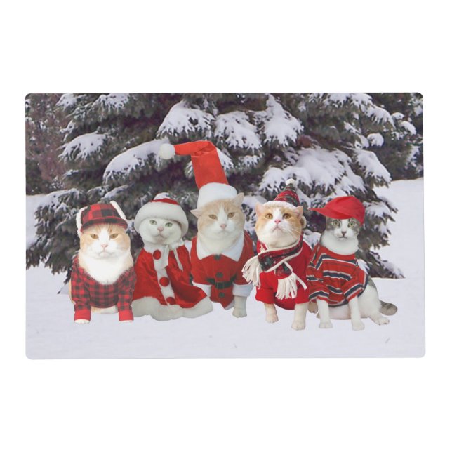 Kitty Carolers Christmas Placemat (Front)
