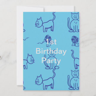 Kitty Cat 1st Birthday Invitation