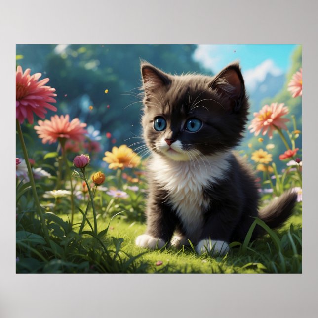 *~* Kitty Cat 5:4 Feline Kitten Black Tuxedo Poster (Front)