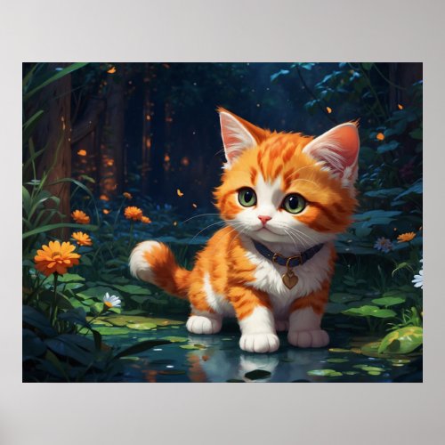   Kitty Cat 54 Feline Kitten Orange Tabby  Poster