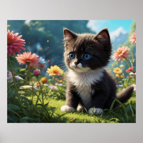   Kitty Cat 54 Feline Kitten Sweet Tuxedo  Poster