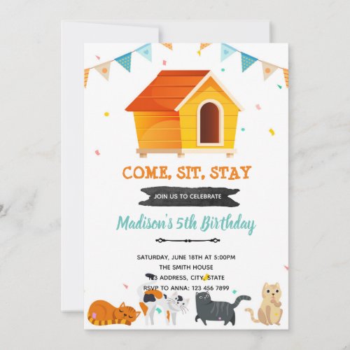 Kitty cat adoption party invitation