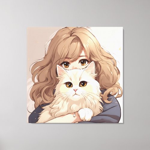 Kitty Cat and Girl Canvas Print