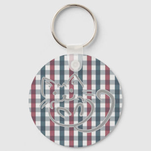 Kitty Cat and Plaid Keychain