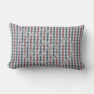 Kitty Cat and Plaid Pattern Lumbar Pillow