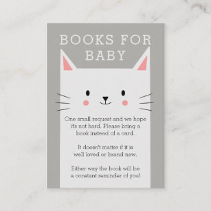 Kitty Cat Baby Shower Books for Baby Request Card