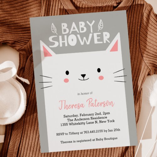 Kitty Cat Baby Shower Gender Neutral Invitation