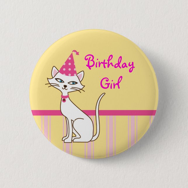 Kitty Cat Birthday Button (Front)