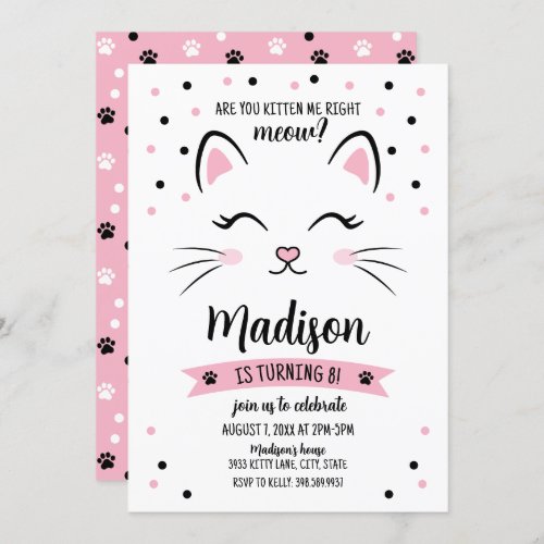 Kitty Cat Birthday Invitation