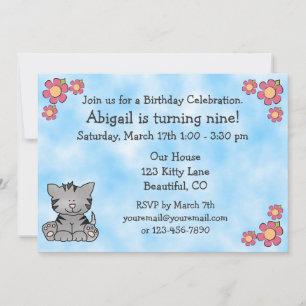 Kitty Cat Birthday Invitation