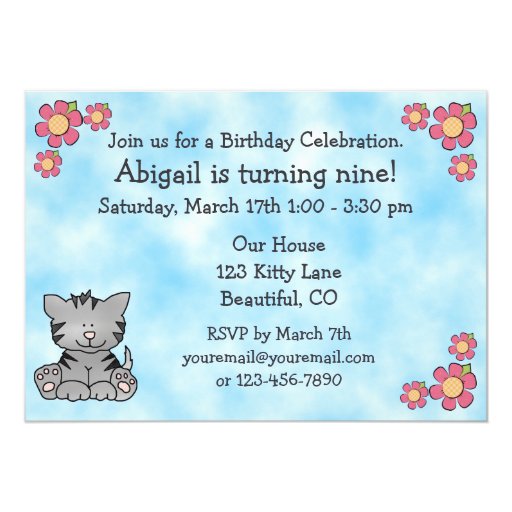 Kitty Cat Birthday Invitations 7