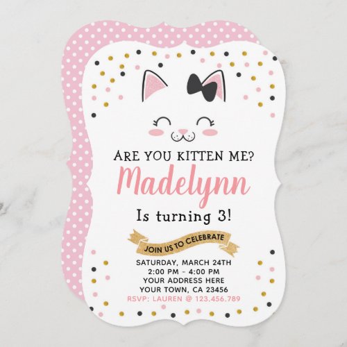 Kitty Cat Birthday Invitation