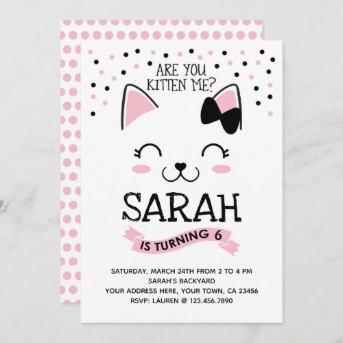 Kitty Cat Birthday Invitation