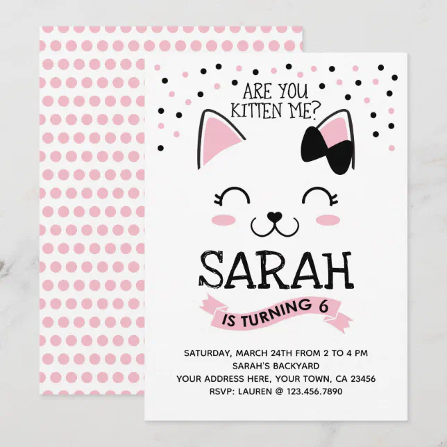 Kitty Cat Birthday Invitation | Zazzle